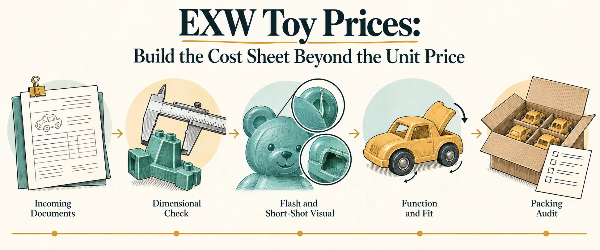 Explanatory diagram for EXW Toy Prices: Build the Cost Sheet Beyond the Unit Price