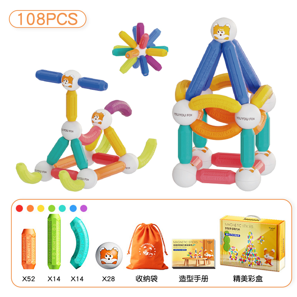 108-Piece Magnetic Rod Building Kit