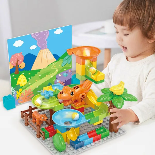 60-Piece Dinosaur Marble Track Kit