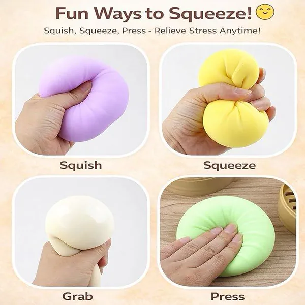 Dumpling Squeeze Toy in Steamer Box