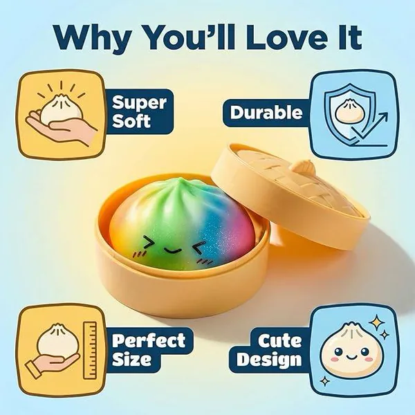 Colorful Dumpling Squeeze Toy & Steamer