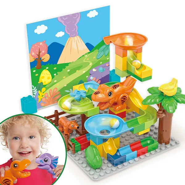 60-Piece Dinosaur Marble Track Kit