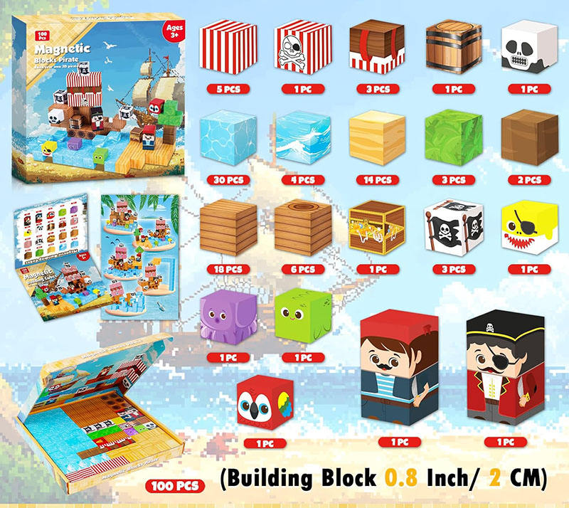 Pirate-Ship Magnetic Building Cubes