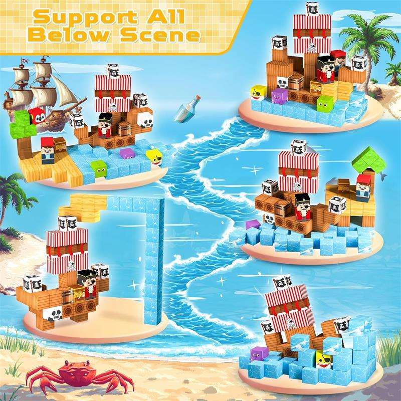 Pirate-Ship Magnetic Building Cubes