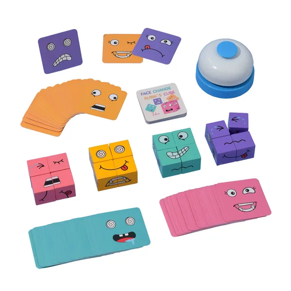 Wooden Face-Match Puzzle Blocks