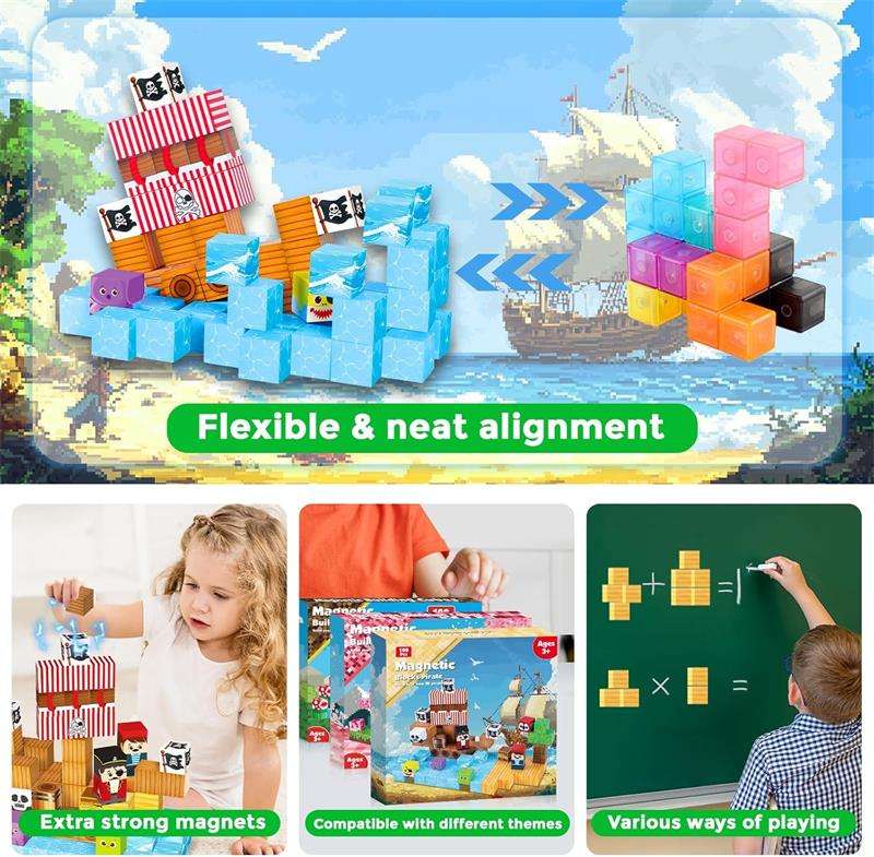 Pirate-Ship Magnetic Building Cubes