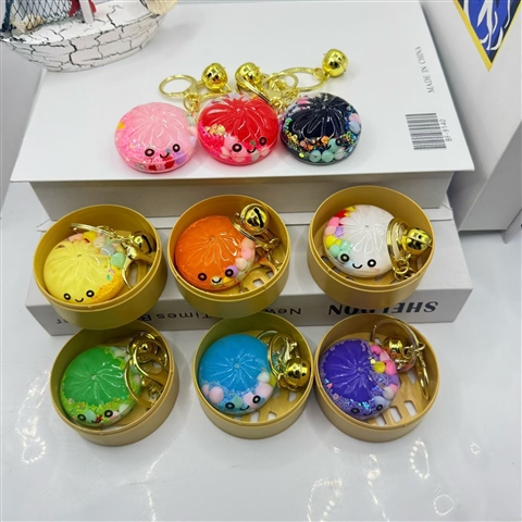 Liquid-Filled Acrylic Baozi Keyring