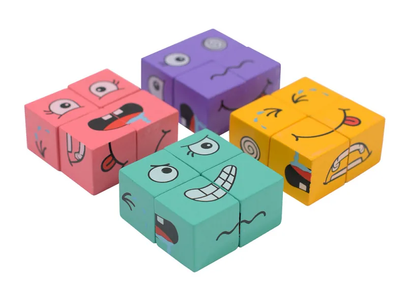 Wooden Face-Match Puzzle Blocks