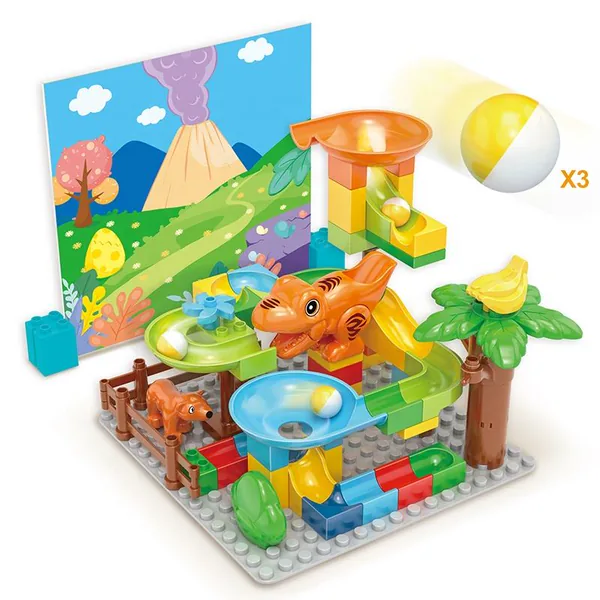 60-Piece Dinosaur Marble Track Kit
