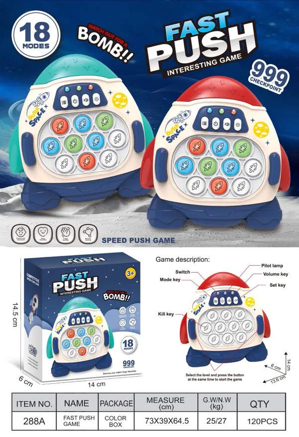 Crab-Shape Light-Up Push Game