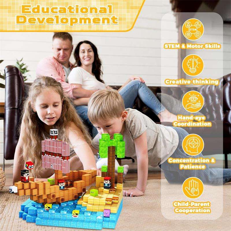 Pirate-Ship Magnetic Building Cubes