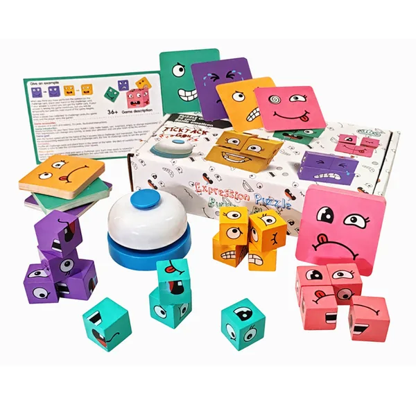 Wooden Face-Match Puzzle Blocks