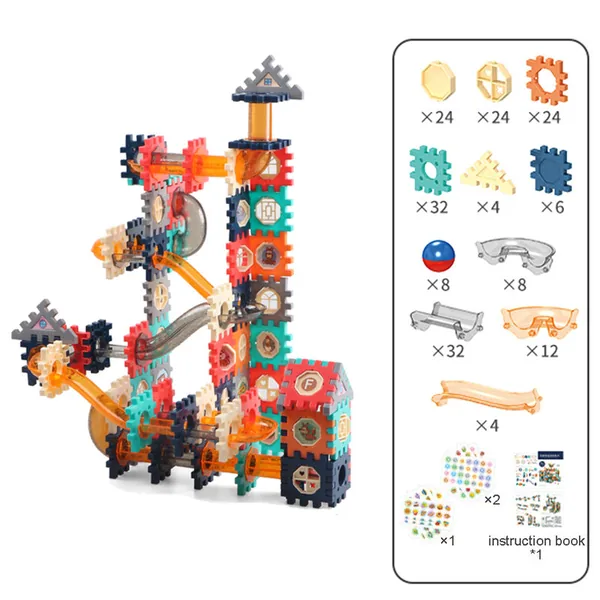 182-Piece Marble Track Construction Kit