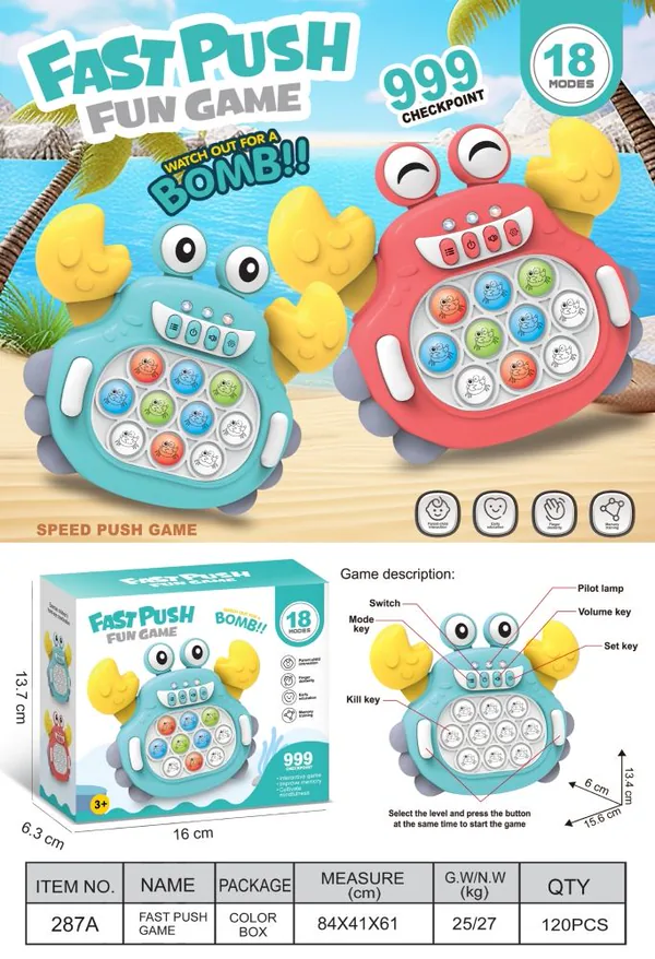 Crab-Shape Light-Up Push Game