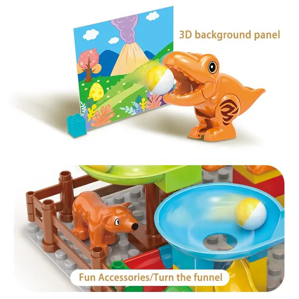 60-Piece Dinosaur Marble Track Kit
