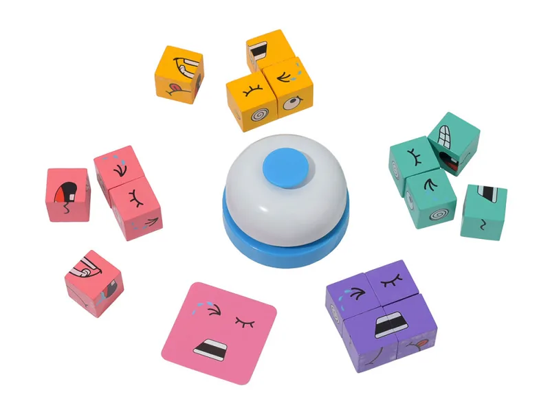Wooden Face-Match Puzzle Blocks